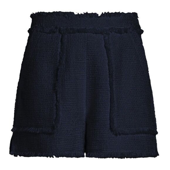 Cinq à Sept Allen Boxweave Shorts Navy Tweed Shorts with Fringe, 4 - Picture 3 of 8